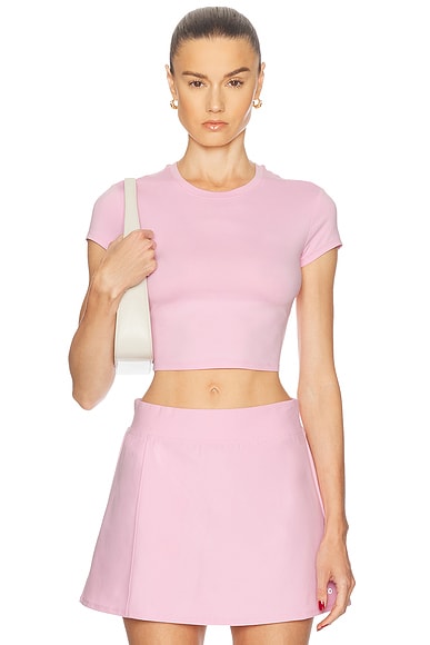 alo Alosoft Crop Finesse Short Sleeve Tee in Sweet Pink | FWRD