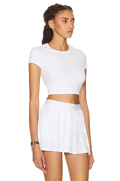 Shop Alo Yoga Soft Crop Finesse Short Sleeve Top In White