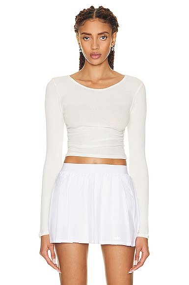 Shop Alo Yoga Gather Long Sleeve Top In Ivory