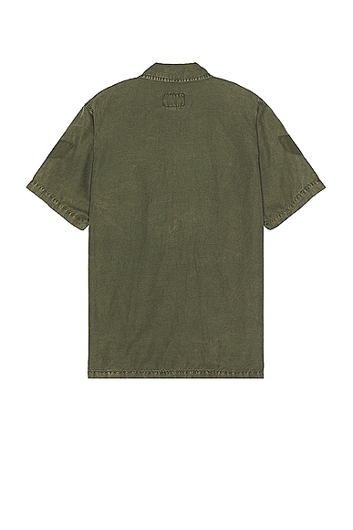 Shop Alpha Industries Short Sleeve Washed Fatigue Shirt Jacket In Og-107 Green