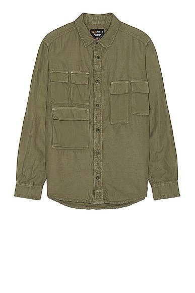 ALPHA INDUSTRIES Long Sleeve Multi Pocket Shirt in Og-107 Green