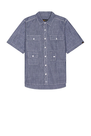 Shop Alpha Industries Short Sleeve Multi Pocket Shirt In Replica Blue