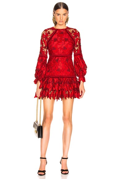 Alexis Fransisca Lace Dress in Scarlet Lace | FWRD