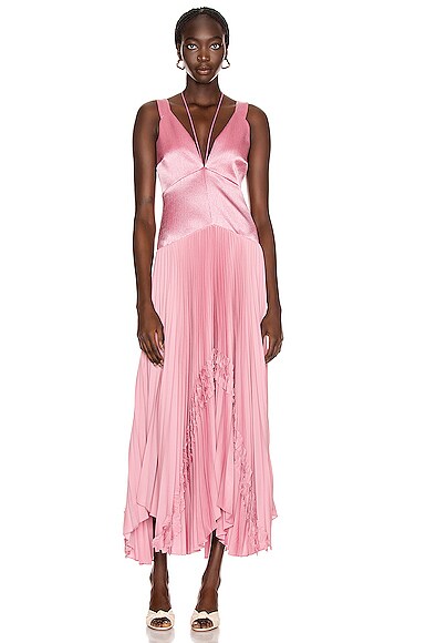Alexis Bellona Pleated Paneled Georgette Maxi Dress In Pink Modesens