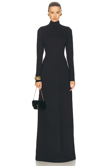 Eterne Long Sleeve Turtleneck Maxi Dress in Black FWRD