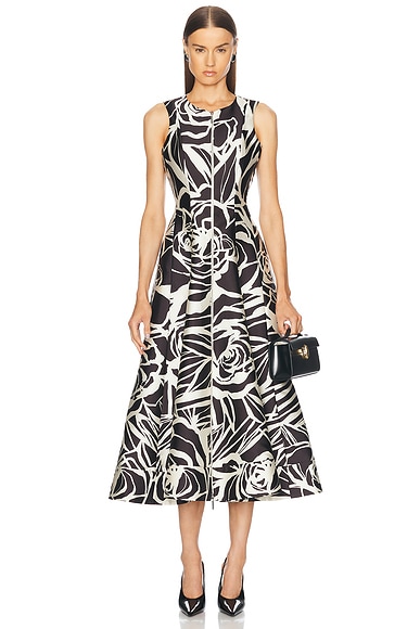 Alexis Lazaro Midi Dress in Black Petal