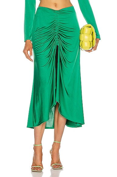 Click to view more detailed imagery on our partner's website Alexis Didi Front Slit Midi Skirt In Emerald
