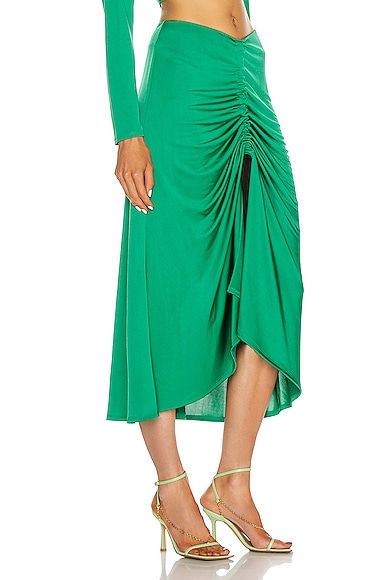 Alexis Didi Front Slit Midi Skirt In Emerald
