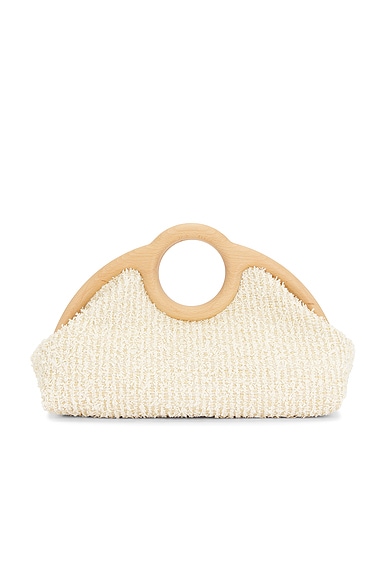 Alexis Sloane Raffia Frame Clutch in Natural & Off White