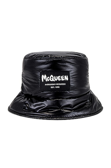 Alexander McQueen Puffer Bucket Hat in Black | FWRD