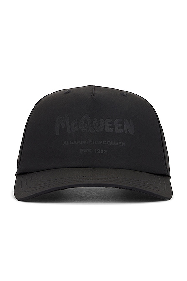 Alexander McQueen Tonal Graffiti Hat in Black