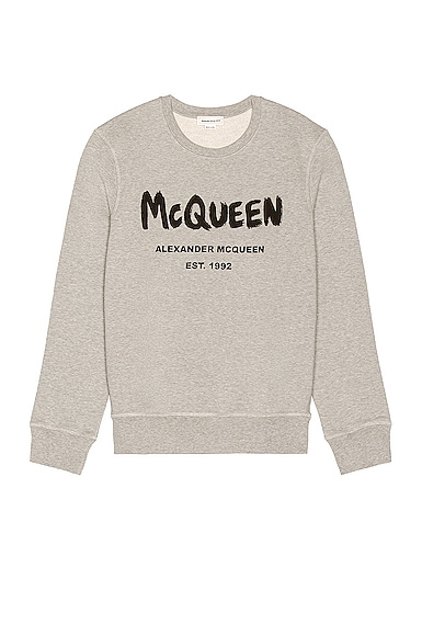 Alexander McQueen Graffiti Print Sweatshirt in Pale Grey