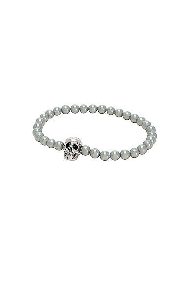 Skull Beaded Bracelet in Grey