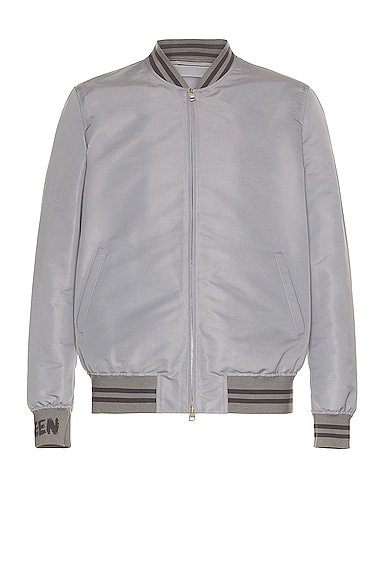 Alexander Mcqueen Sporty Bomber In Dove Grey