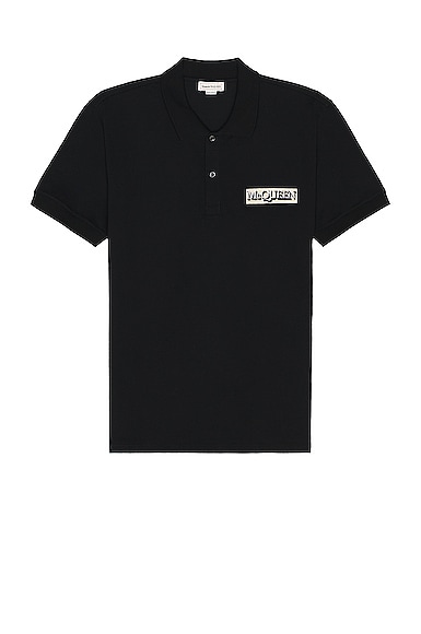 Alexander Mcqueen Logo Piquet Cotton Polo Shirt In Black