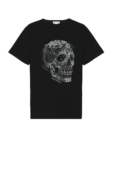 Alexander McQueen Crystal Skull Print T-shirt in Black & White