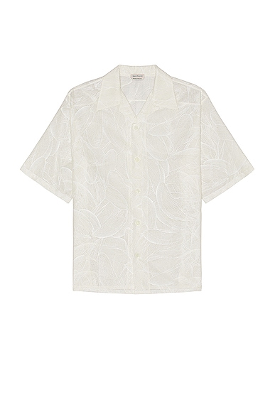 Alexander McQueen Printed Hawaiian Shirt in Optical White