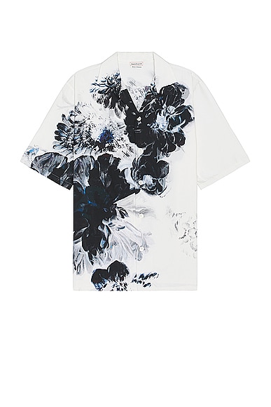 Alexander McQueen Hawaiian Floral Shirt in Black & White