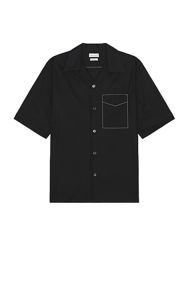 Alexander McQueen Stitching Short Sleeve Shirt in Black