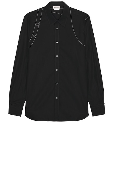 Alexander McQueen Stitching Harness Long Sleeve Shirt in Black