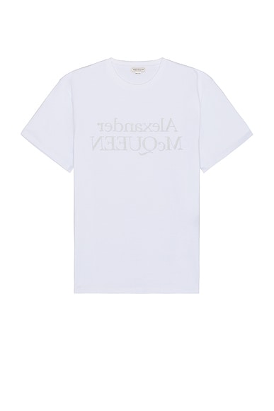 Alexander McQueen Short Sleeve T-shirt in White & Silver