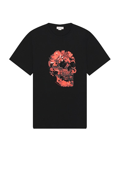 Alexander McQueen Skull T-shirt in Black & Red