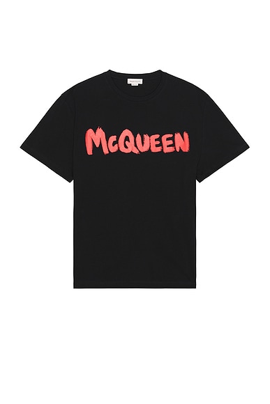 Alexander McQueen Logo T-shirt in Black & Red