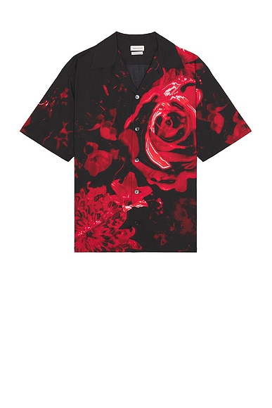 McQueen Dropped Shoulder Shirt in Black & Red