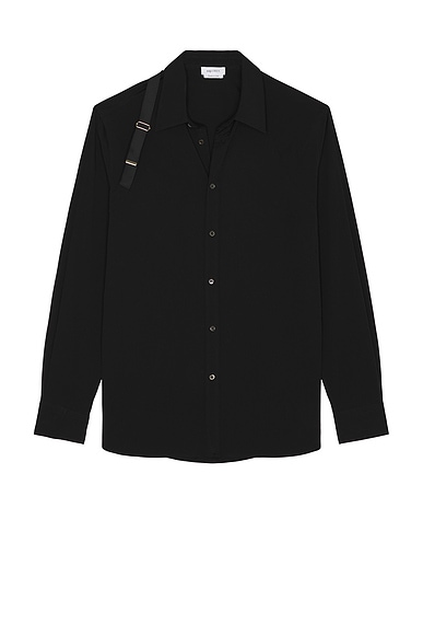McQueen Logo Tape Harness Shirt in Black