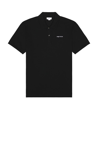 McQueen Logo Embroidered Polo in Black