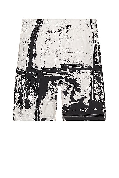 Shop Alexander Mcqueen Fold Print Swim Short In White & Black