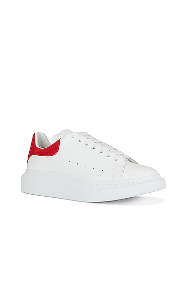 Shop Alexander Mcqueen Leather Sneaker In White & Lust Red