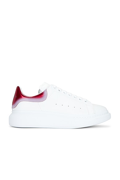 Alexander McQueen Oversized Sneaker in White, Ruby Red, & Silver
