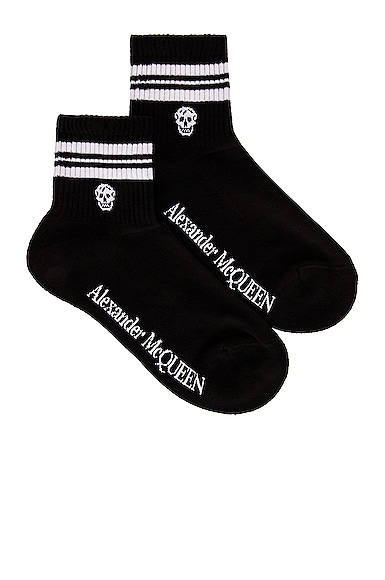 Alexander McQueen Skull Stripe Socks in Black & White