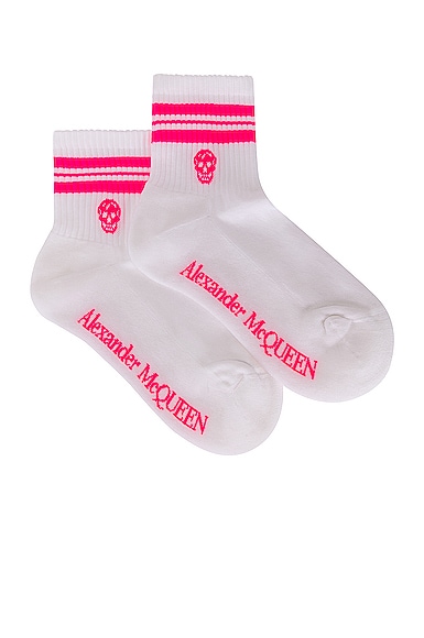 Alexander McQueen Stripe Skull Socks in White