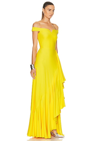 Shop Alexander Mcqueen Evening Dress In Bright Yellow