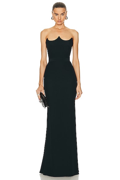 Alexander McQueen Strapless Evening Dress in Black
