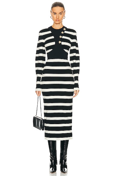 Alexander McQueen Harness Pencil Dress in Black & Ivory