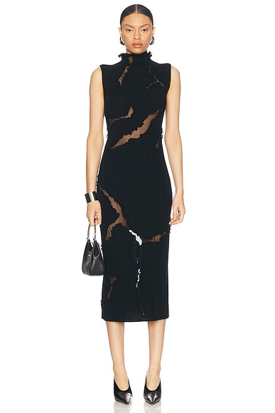 McQueen Destroyed Midi Dress in Black