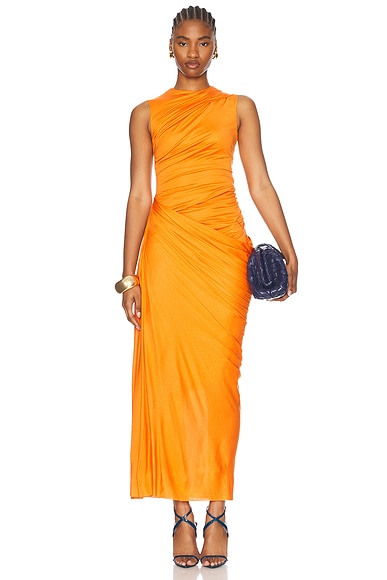 McQueen Jersey Midi Dress in Bright Orange