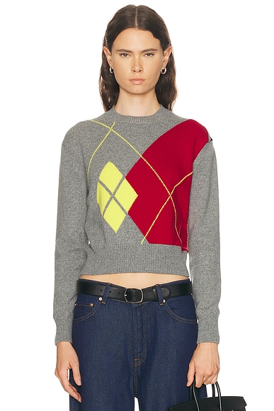McQueen Crewneck Sweater in Grey, Red, & Yellow