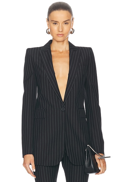 Alexander McQueen Pinstripe Blazer in Black & White