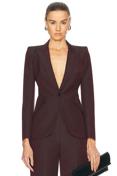 Alexander McQueen Mohair Blazer in Dark Burgundy