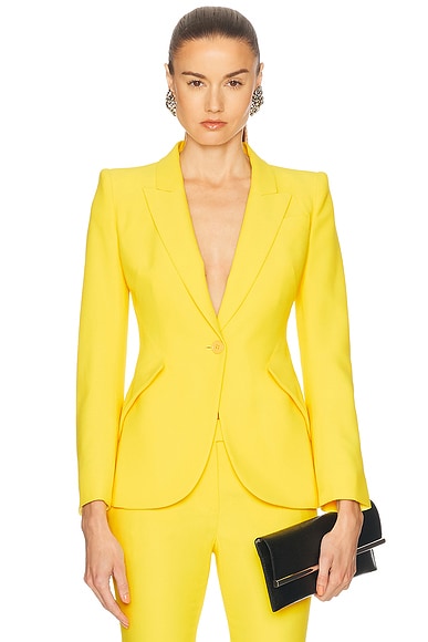 McQueen Leaf Crepe Blazer in English Weld