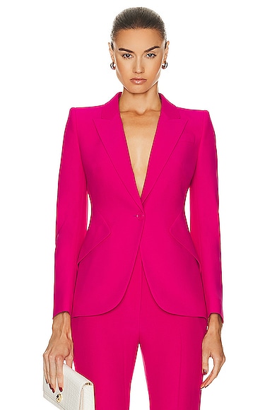Alexander Mcqueen One Button Jacket In Orchid Pink