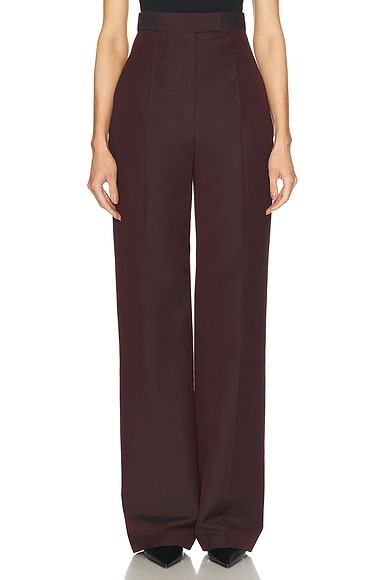 Alexander McQueen Wide Leg Trouser in Dark Burgundy