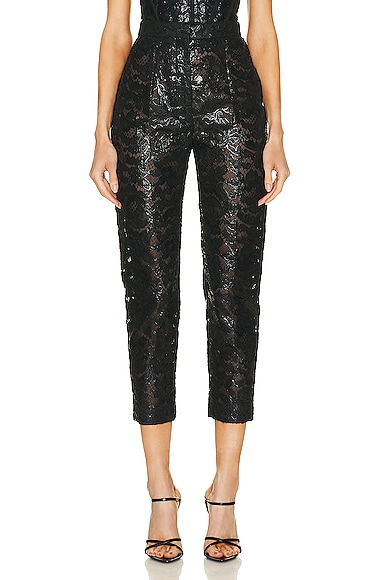 Alexander McQueen Lace High Waisted Pant in Black