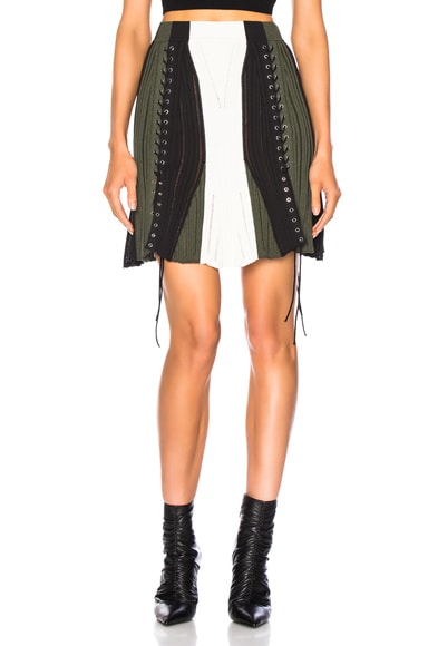 Lace Up Ribbed Mini Skirt