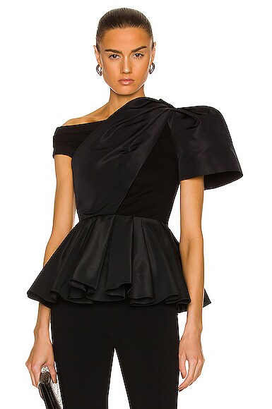 Alexander McQueen Peplum Shirt in Black by Alexander McQueen