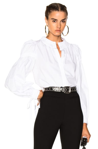 Popeline Ruched Sleeve Shirt